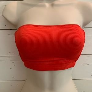 Xhilaration Ribbed Bandeau Tube Bikini Top red XS